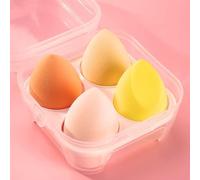 Nvzi Lot de 4 éponges de beauté pour maquillage liquide et crème, couverture à construire, éponge de fond de teint pour base naturelle, mousse sans latex avec boîte de rangement, jaune A07