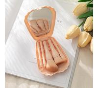 Nvzi Lot de 5 pinceaux de maquillage de voyage pour fond de teint, fard à joues, fard à paupières avec étui de rangement (rose)
