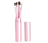 Nvzi Lot de 5 pinceaux de maquillage de voyage pour fond de teint, fard à joues, fard à paupières avec sac de rangement (rose)