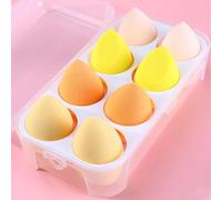 Nvzi Lot de 8 éponges de beauté pour maquillage liquide et crème, couverture à construire, éponge de fond de teint pour base naturelle, mousse sans latex avec boîte de rangement, jaune A10