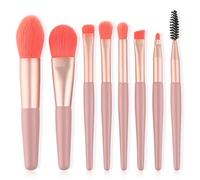 Nvzi Lot de 8 mini pinceaux de maquillage de voyage pour fond de teint, fard à joues, fard à paupières (rose)
