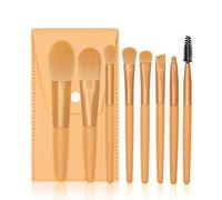 Nvzi Lot de 8 pinceaux de maquillage de voyage pour fond de teint, fard à joues, fard à paupières avec sac de rangement (orange)