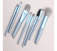 Nvzi Lot de 8 pinceaux de maquillage synthétiques de qualité supérieure pour fond de teint, poudre, anti-cernes, fard à paupières, blush, bleu