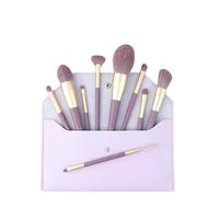 Nvzi Lot de 9 pinceaux de maquillage de voyage pour fond de teint, fard à joues, fard à paupières avec sac de rangement (violet)