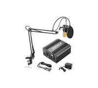 Microphone Neewer NW-800 Kit de Microphone à Condensateur - Micro Doré, 48V Alimentation Fantôme Noir, NW-35 Boom Support de Bras à Ciseaux avec Montage Choc et Filtre