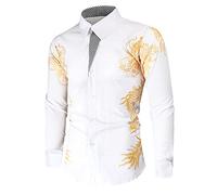 NW Chemise de luxe pour homme - Coupe ajustée - Manches longues, blanc, M