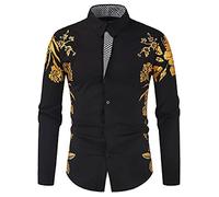 NW Chemise de luxe pour homme - Coupe ajustée - Manches longues, Noir-0, L