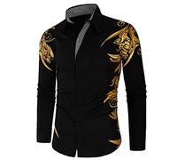 NW Chemise de luxe pour homme - Coupe ajustée - Manches longues, Noir 1, L