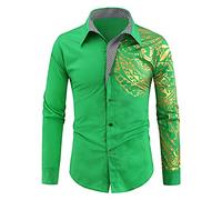 NW Chemise de luxe pour homme - Coupe ajustée - Manches longues, Vert-2, L