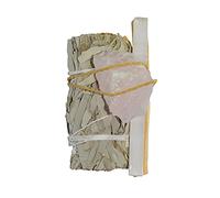 NW Kit de coloration de sauge blanche avec cristal de guérison de sélénite Palo Santo, purification de l'énergie, nettoyage spirituel (kit de quartz rose)