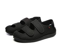 Nwarmsouth Attache Lavable réglable Chaussons,Sandales à éversion de Pouce gonflé, Chaussures réglables pour Les Personnes âgées-39_Black,Enflé Gonflée Chaussons Réglable