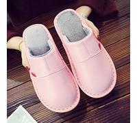 Nwarmsouth Chaussons Babouches Femme,Chaussons en Cuir Chauds et imperméables, Chaussures en Coton Chaud antidérapantes-Rose_39,Automne Hiver Pantoufles Coton Peluche