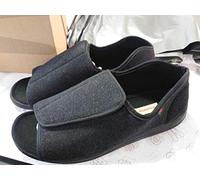 Nwarmsouth Chaussons Patients diabétiques,Chaussures Amples pour Personnes âgées aux Pieds enflés, Chaussures de rééducation postopératoire-42_2 Noir,Réglable Orthopédique Chaussures
