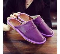 Nwarmsouth Hiver Pantoufles Femmes en Confort Maison Intérieur,Ameublement Chaussures en Cuir Baotou, Chaussures en Coton Chaud antidérapantes-Violet_37-38,Pantoufles pour la Maison - Ultra-léger