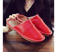 Nwarmsouth Mules Femme Homme Accueil Slippers Chaussures,Ameublement Chaussures en Cuir Baotou, Chaussures en Coton Chaud antidérapantes-Rouge_39-40,Pantoufles Chaussons Seconde Peau