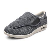 Nwarmsouth Pantoufle Santé pour âgées Pieds,Chaussures Magic Tape pieds enflés, chaussures valgus pouce pour personnes âgées-41_2 gris foncé,Réglable Magic Tape Orthopédique Pantoufles