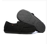 Nwarmsouth Viscoélastique Elargissement Chaussons,Chaussures pour Hommes gonflant Le Pied du Vieil Homme, Ajustement de l'ouverture Chaussures diabétiques-47_Black,Pantoufle Santé pour âgées Pieds