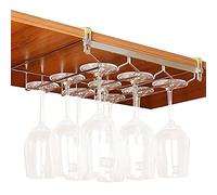NWB Porte-Verre à Vin Suspendu sous L'armoire-Cintre de Rangement en Métal,Supports à Verres sans Perçage,pour Cuisine Café Bar(pour 4~18 Verres à Vin)