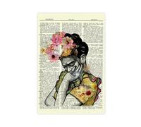 NWGACS Frida Kahlo - Impression sur toile style dictionnaire vintage - Décoration pour chambre à coucher, bureau, chambre à coucher, bureau, sans cadre, 30 x 45 cm