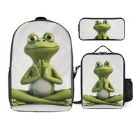 NWGHM The Funny Frog Doing Ensemble sac à dos de yoga avec boîte à déjeuner, trousse à crayons, sac à dos de voyage décontracté pour ordinateur portable pour homme et femme, blanc, taille unique,