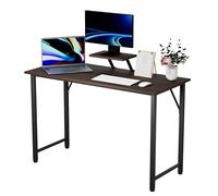 nwixbqoqn Bureau d'ordinateur Informatique 100x50x75cm, Table de Bureau avec Support d'écran, Bureau d'Écriture, Cadre en Métal pour Travailler Etudier Jouer Chambre Domicile, Bois, Noir