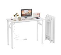 nwixbqoqn Bureau Pliable, 100x50cm, Bureau Pliant avec Prise de Charge USB et Prise, Informatique Ergonomique, Bureau d'ordinateur Table, Poste de Travail, pour Bureau, Salon, Blanc