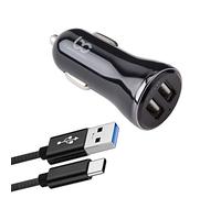NWNK13 Chargeur de voiture rapide pour Samsung Galaxy A12 / A32 / A42 / A52 / A72 - Chargeur de voiture 2 ports USB - Charge rapide 4,8 A avec câble USB de type C de 1 m - Fil de plomb haute vitesse