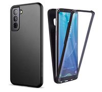 NWNK13 Coque transparente pour Samsung Galaxy S22 - Coque fine avant et arrière à 360° - Protection d'écran intégrée - Coque intégrale en gel de silicone pour Samsung S22 5G (transparent) - Noir