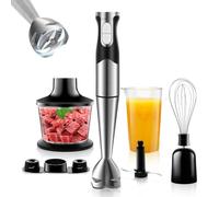 NWOUIIAY 6 en 1 Mixeur Plongeant 1200W Vitesse Réglable Mélangeur à Main Anti-Éclaboussures avec Lames en Acier Inoxydable Mélangeur Plongeant Électrique pour la Viande les Légumes et la Crème etc