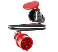 NWP Adaptateur 1,5 m 16 A 400 V vers raccord Schuko 230 V - IP44 3 x 2,5 mm² Câble en Caoutchouc