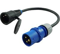 NWP Adaptateur CEE 230 V 16 A vers fiche Schuko - 3 x 2,5 mm² - Câble en Caoutchouc - IP44 - pour Camping, Caravane, Bateau, marchés, extérieur