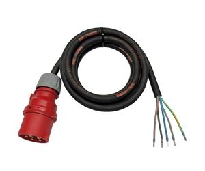 NWP Câble de raccordement CEE 3 m 400 V 32 A, noir, IP44 5 x 4 mm² H07RN-F - Câble en caoutchouc - 10 cm dénudé