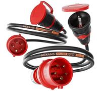 NWP Lot de 2 adaptateurs de 1,5 m - 16 A - 400 V - Courant Fort vers raccord Schuko 230 V - IP44-3 x 2,5 mm²