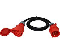 NWP Rallonge CEE - 2 m - 400 V - 16 A - Noir - IP44-5 x 2,5 mm² - H07RN-F - en Caoutchouc - pour Chantier, Industrie, extérieur