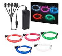 NWpangu 1 Mètre EL Wire, Lumineux Au Néon Strobing Fil Électroluminescent Flexible Lumineux Au Néon Lumineux EL Wire Rope, 3 Modes, 5PCS, Jaune