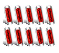 NWpangu 10PCS Feux de Position Latéraux à LED, Feux de Gabarit Latéraux Étanche avec Lunette Chromée 12V 24V pour Camion, Remorque, Caravane, Bus, Bateau, Rouge