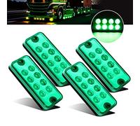 NWpangu 12V/24V 8-LED Latérales Feux de Gabarit Avant Feux Arrière Universel Indicateur Lampes de Position pour Camion remorque Van Caravan Voiture Bus Bateaux, Vert, 4pièces