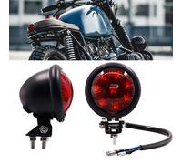 NWpangu Feu Arrière de Moto à LED Stop Noir avec Lentille Rouge pour Café Coureur, Chopper, Personnalisé Projet.