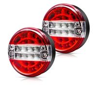 NWpangu Feux Arrière de Remorque à LED, Rond Hamburger Feux Remorque LED Feu Stop de Frein Lampe Indicateur de Clignotant pour Camion Caravane Remorque, 2PCS (Rouge&blanc)