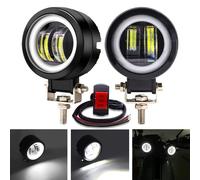 NWpangu Feux de Conduite de Moto à LED, projecteurs LED à Anneau Halo Rond de 7,6 cm, Feux de Travail supplémentaires 12 V/24 V, Feux de Conduite antibrouillard, Blanc(Interrupteur Inclus)