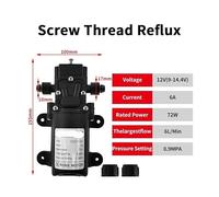 NWPNLXEA 12VDC 72W Pumps Diaphragm Reflux Water Pump Automatic Switch 6L/Min High Pressure Car Washing Spray (B Type Reflux)