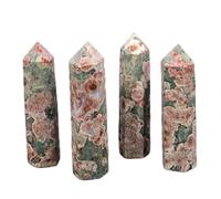 NWPNLXEA 1pc 6-7cm Crystal Pillar Green Cherry Blossom Agate Single Pointed Hexagonal Ornament