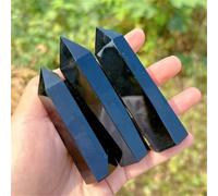 NWPNLXEA 1pc 9-11cm Black Obsidian Crystal Tower Large Hexagonal Pillar for Home Decoration and Holiday Gifts