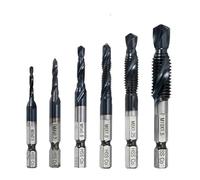 NWPNLXEA 1Pcs M3-M10 Screw Tap Drill Bits HRC89 TiAlN Coated HSSCO M35 Cobalt Taps Metric Combination Bit 1/4 Inch in Hex Quick Change(M6(1PC)) NWPNLXEA
