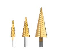 NWPNLXEA 3PCS Step Drill Bits Set Metric Spiral Flute The Shape Hole 4-12/20/32mm Steel Cone Drill Bit Set NWPNLXEA