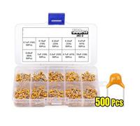 NWPNLXEA 500Pcs Ceramic Capacitor Kit 0.1uF-10uF 2.2uF 4.7uF Multilayer Monolithic Ceramic Capacitor Assortment Kit 10Values x 50Pc