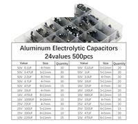 NWPNLXEA 500Pcs/lot 0.1UF-1000UF 24Values Aluminum Electrolytic Capacitors 16-50V Mix Electrolytic Capacitor