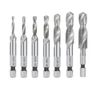 NWPNLXEA Combined Tap and Drill Set HSS Hex Shank Metric Tap Machine Tap Thread Tap Drill Hand Tools M3 M4 M5 M6 M8 10 M12(3pcs TIN) NWPNLXEA