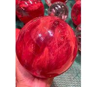 NWPNLXEA Home Collections Boule de cristal naturel brut naturel rouge fondu Grande boule de cristal + base Décoration de la maison Pierres naturelles Taille : 80 mm