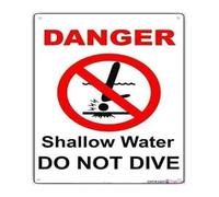 NWPNLXEA No Diving Sign Danger Shallow Water Metal Tin Sign Vintage Warning for Swimming Pool Backyard (8 X 12 in)